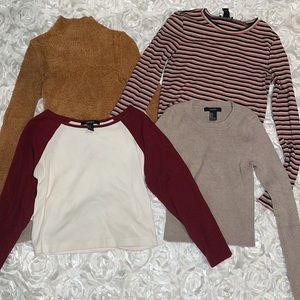 Multiple Long sleeve Some Crop Striped Tops